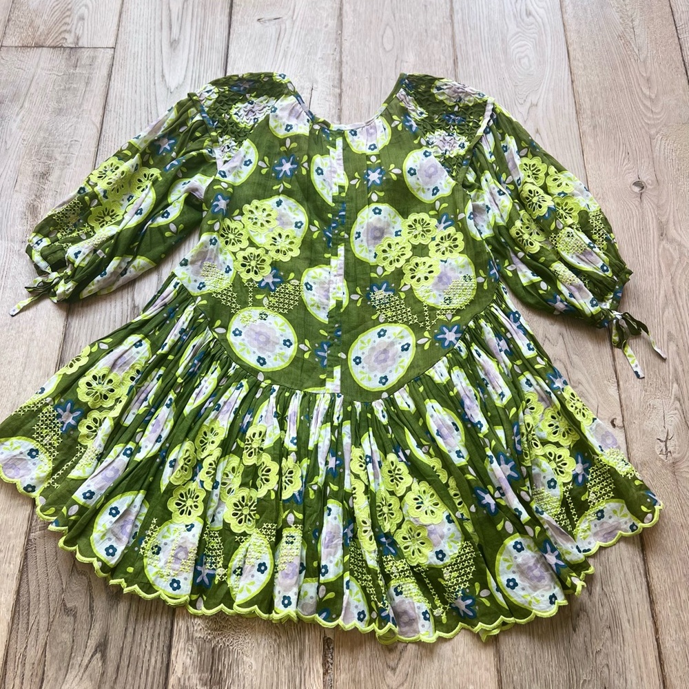 INNIKA CHOO Mini Frill Meg Nettick dress in Lime Floret color, size 0. - Picture 3 of 13